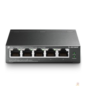 Сетевое оборудование TP-Link TL-SG1005P Настольный коммутатор с 5 гигабитными портами (4 порта PoE+)