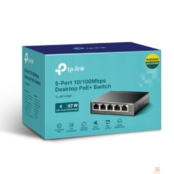 Сетевое оборудование TP-Link TL-SF1005P Настольный коммутатор с 5 портами 10/100 Мбит/с (4 порта PoE+)-2