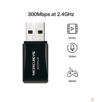 Mercusys Mercusys MW300UM Компактный USB-адаптер с поддержкой Wi-Fi N300-1