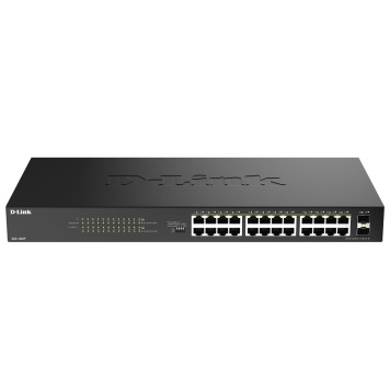 Сетевое оборудование D-Link DGS-1026P/A1A Конфигурируемый коммутатор с 24 портами 10/100/1000Base-T, 2 портами 1000Base-X SFP и DIP-переключателем (24 порта PoE 802.3af/at, PoE-бюджет 240 Вт, дальность до 250 м)