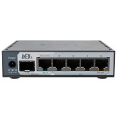 Сетевое оборудование MikroTik E60iUGS Маршрутизатор проводной, HEX S(2025), 2 ядра (950 МГц), 5х 1G RJ45, SFP, USB, раздача PoE