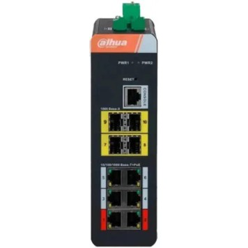 Коммутаторы DAHUA DH-IS4410-6GT-120 10-портовый гигабитный управляемый коммутатор с PoE, промышленное исполнение, 6xRJ45 1Gb, 4xSFP 1Gb, суммарно 120Вт, коммутация 56Гбит/с, MAC-таблица 8К-1