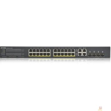 Сетевое оборудование ZYXEL GS192024HPV2-EU0101F Гибридный Smart PoE+ коммутатор NebulaFlex GS1920-24HPv2, 24xGE PoE+, 4xCombo (SFP/RJ-45), бюджет PoE 375 Вт, автономное/облачное управление-2
