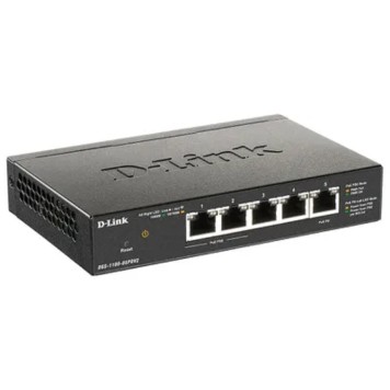 Сетевое оборудование D-Link DGS-1100-05PDV2/A1A Настраиваемый L2 коммутатор с 5 портами 10/100/1000Base-T (2 порта PoE, 1 порт для питания коммутатора по PoE). (Питание осуществляется только по PoE.)-1