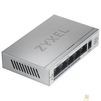 Сетевое оборудование ZYXEL GS1005HP-EU0101F PoE+ коммутатор GS1005HP, 5xGE (4xPoE+), настольный, металлический, бесшумный, бюджет PoE 60 Вт-2