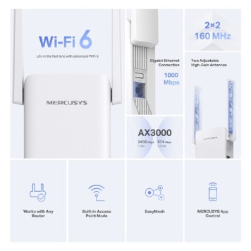 Mercusys ME80X AX3000 Усилитель Wi-Fi сигнала-2
