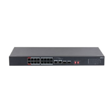 Коммутаторы DAHUA DH-S3218-16ET-240 16-портовый неуправляемый коммутатор с РоЕ; 16xRJ45 100M (PoE/PoE+/Hi-PoE), 2xCombo SFP/RJ45 1G (uplink); суммарно до 240Вт; питание: 100–240VAC;