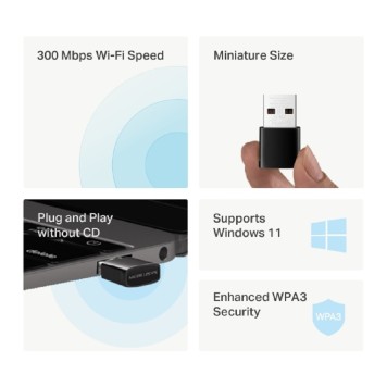Mercusys MA12N Сверхкомпактный USB-адаптер с поддержкой Wi-Fi N300-1