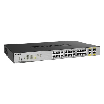 Сетевое оборудование D-Link DGS-1026MP/B2A Неуправляемый коммутатор с 24 портами 10/100/1000Base-T, 2 комбо-портами 100/1000Base-T/SFP (24 порта PoE 802.3af/at, PoE-бюджет 370 Вт)-1