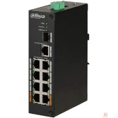 Коммутаторы DAHUA DH-PFS3110-8ET-96 8-портовый неуправляемый коммутатор с PoE, уличное исполнение, 8xRJ45 100Mb PoE, 1xRJ45 1Gb + 1xSFP 1Gb uplink, суммарно 96Вт, коммутация 7.6 Гбит/с, MAC-таблица 8К