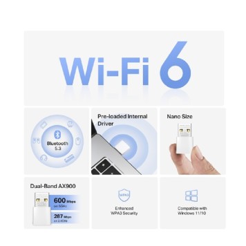 Mercusys MA60XNB Сверхкомпактный USB-адаптер с поддержкой Wi-Fi 6 AX900 и Bluetooth 5.3-2