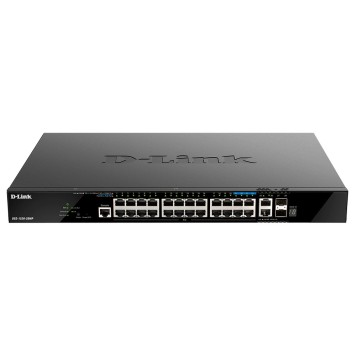 Сетевое оборудование D-Link DGS-1520-28MP/A1A Управляемый L3 стекируемый коммутатор с 20 портами 10/100/1000Base-T, 4 портами 100/1000/2.5GBase-T, 2 портами 10GBase-T и 2 портами 10GBase-X SFP+ (PoE-бюджет 370 Вт)