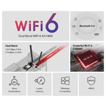 Mercusys MA70XE Адаптер PCI Express с поддержкой Wi-Fi AX1800 и Bluetooth 5.4-2