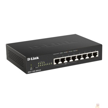 Сетевое оборудование D-Link DGS-1100-08PLV2/A1A Настраиваемый L2 коммутатор с 8 портами 10/100/1000Base-T (4 порта PoE 802.3af/at, PoE-бюджет 80 Вт)-1
