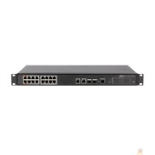 Коммутаторы DAHUA DH-PFS4218-16ET-190 16-портовый управляемый коммутатор с РоЕ, уровень L2, 16xRJ45 100Mb PoE, 2хКомбо SFP/RJ45 1Gb uplink, суммарно 190Вт, коммутация 8.8 Гбит/с, MAC-таблица 4К