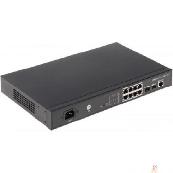 Коммутаторы DAHUA DH-PFS4210-8GT-150 10-портовый гигабитный управляемый коммутатор с PoE, уровень L2, 8xRJ45 1Gb PoE, 2xSFP 1Gb, суммарно 150Вт, коммутация 20 Гбит/с, MAC-таблица 8К, металл