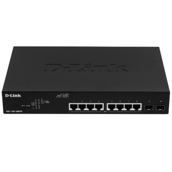 Сетевое оборудование D-Link DGS-1100-10MPV2/A3A Настраиваемый L2 коммутатор с 8 портами 10/100/1000Base-T и 2 портами 1000Base-X SFP (8 портов PoE 802.3af/at, PoE-бюджет 130 Вт)-1