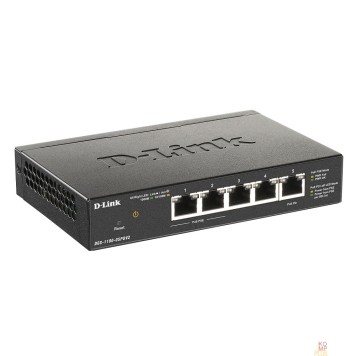 Сетевое оборудование D-Link DGS-1100-05PDV2/A1A Настраиваемый L2 коммутатор с 5 портами 10/100/1000Base-T (2 порта PoE, 1 порт для питания коммутатора по PoE). (Питание осуществляется только по PoE.)-1