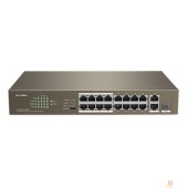 Сетевое оборудование IP-COM F1118P-16-150W Коммутатор PoE неуправляемый 18-Ports 10/100 Mbps Base-TX + 1-Port 1000 Base-X SFP / 16-Ports PoE (PoE бюджет 130W)