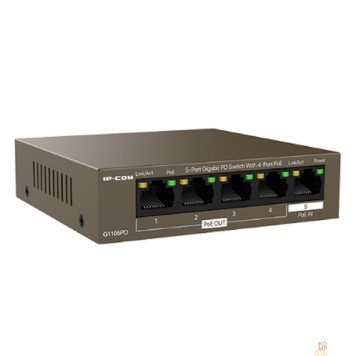 Сетевое оборудование IP-COM G1105PD Коммутатор PD-PoE 5-Ports 10/100/1000 Base-T + 1-Port 1000 Base-X -2