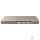 Сетевое оборудование IP-COM G1126P-24-410W Коммутатор PoE неуправляемый 24-Ports 10/100/1000 Base-T + 2-Port 1000 Base-X SFP  / 24-Ports PoE (PoE бюджет 370W)