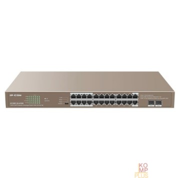 Сетевое оборудование IP-COM G1126P-24-410W Коммутатор PoE неуправляемый 24-Ports 10/100/1000 Base-T + 2-Port 1000 Base-X SFP  / 24-Ports PoE (PoE бюджет 370W)