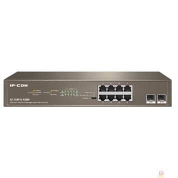 Сетевое оборудование IP-COM G1110P-8-150W Коммутатор PoE неуправляемый 10-Ports 10/100/1000 Base-T + 2-Ports 1000 Base-X SFP  / 8-Ports PoE (PoE бюджет 130W)