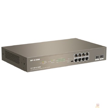 Сетевое оборудование IP-COM G1110P-8-150W Коммутатор PoE неуправляемый 10-Ports 10/100/1000 Base-T + 2-Ports 1000 Base-X SFP  / 8-Ports PoE (PoE бюджет 130W)-1