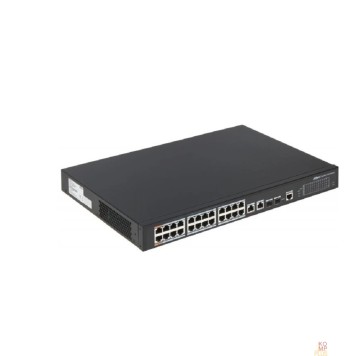 Коммутаторы DAHUA DH-PFS4226-24ET-360 26-портовый управляемый коммутатор с РоЕ, уровень L2, 24xRJ45 100Mb PoE, 2хКомбо SFP/RJ45 1Gb uplink, суммарно 360Вт, коммутация 8.8 Гбит/с, MAC-таблица 4К