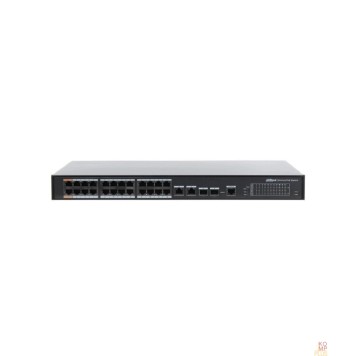 Коммутаторы DAHUA DH-PFS4226-24ET-360 26-портовый управляемый коммутатор с РоЕ, уровень L2, 24xRJ45 100Mb PoE, 2хКомбо SFP/RJ45 1Gb uplink, суммарно 360Вт, коммутация 8.8 Гбит/с, MAC-таблица 4К-1