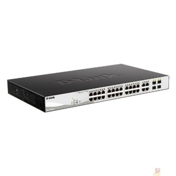 Сетевое оборудование D-Link DGS-1210-28P/F5A Настраиваемый L2 коммутатор с 24 портами 10/100/1000Base-T и 4 комбо-портами 100/1000Base-T/SFP (24 порта PoE 802.3af/at, PoE-бюджет 193 Вт)