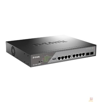 Сетевое оборудование D-Link DSS-200G-10MPP/A1A Настраиваемый L2 коммутатор с 8 портами 10/100/1000Base-T и 2 портами 1000Base-X SFP (8 портов PoE 802.3af/at/bt, PoE-бюджет 242 Вт, дальность до 250 м)