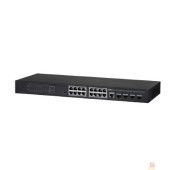 Коммутаторы DAHUA DH-PFS4420-16GT-240 20-портовый гигабитный управляемый коммутатор с PoE уровня L2, 16xRJ45 1Gb PoE, 4xSFP 1Gb, суммарно 240Вт, коммутация 40 Гбит/с, MAC-таблица 8К