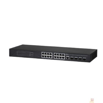 Коммутаторы DAHUA DH-PFS4420-16GT-240 20-портовый гигабитный управляемый коммутатор с PoE уровня L2, 16xRJ45 1Gb PoE, 4xSFP 1Gb, суммарно 240Вт, коммутация 40 Гбит/с, MAC-таблица 8К