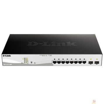 Сетевое оборудование D-Link DGS-1210-10MP/FL2A Управляемый L2 коммутатор с 8 портами 10/100/1000Base-T и 2 портами 1000Base-X SFP (8 портов PoE 802.3af/at, PoE-бюджет 130 Вт)