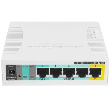 Сетевое оборудование MikroTik RB951Ui-2HnD Беспроводной маршрутизатор,  600Mhz CPU, 128MB RAM, 5xLAN, built-in 2.4Ghz 802b/g/n-1