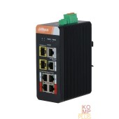 Коммутаторы DAHUA DH-IS4207-4GT-120 7-портовый гигабитный управляемый коммутатор с PoE, промышленное исполнение, 5xRJ45 1Gb, 2xSFP 1Gb, суммарно до 120Вт, коммутация 14 Гбит/с, MAC-таблица 8К