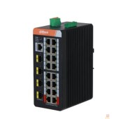 Коммутаторы DAHUA DH-IS4420-16GT-240 20-портовый гигабитный управляемый коммутатор с PoE, промышленное исполнение, 16xRJ45 1Gb, 4xSFP 1Gb, суммарно 240Вт, коммутация 56 Гбит/с, MAC-таблица 8К