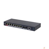 Коммутаторы DAHUA DH-S4210-8GT-110 10-портовый гигабитный управляемый коммутатор с PoE, уровень L2, 8xRJ45 1Gb PoE, 2xSFP 1Gb, суммарно 110Вт, коммутация 20 Гбит/с, MAC-таблица 8К, металл