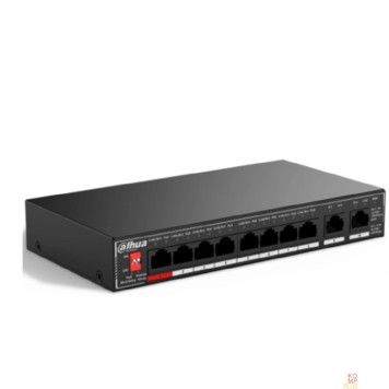 Коммутаторы DAHUA DH-SG1010P 10-портовый гигабитный неуправляемый коммутатор c PoE, 8xRJ45 1Gb PoE, 2xRJ45 1Gb uplink, суммарно 96Вт, коммутация 20 Гбит/с, MAC-таблица 4K, металл