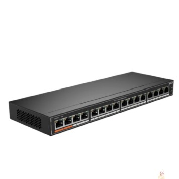Коммутаторы DAHUA DH-SG1016P 16-портовый гигабитный неуправляемый коммутатор c PoE, 16xRJ45 1Gb PoE, суммарно 190Вт, коммутация 32 Гбит/с, MAC-таблица 8К