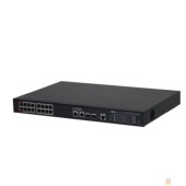 Коммутаторы DAHUA DH-S4220-16GT-240 20-портовый гигабитный управляемый коммутатор с PoE, уровень L2, 16xRJ45 1Gb PoE, 2xRJ45 1Gb, 2xSFP 1Gb, суммарно до 240Вт, коммутация 56 Гбит/с, MAC-таблица 8к