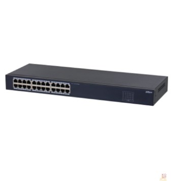 Коммутаторы DAHUA DH-SF1024 24-портовый неуправляемый коммутатор, 24xRJ45 100Mb, коммутация 4.8 Гбит/с, MAC-таблица 8К, металл, установка настольная/в стойку
