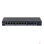 Коммутаторы DAHUA DH-SG4010-2F 10-портовый управляемый коммутатор, уровень L2, 8xRJ45 1Gb, 2xSFP 1Gb uplink, коммутация 20 Гбит/с, MAC-таблица 8К, металл