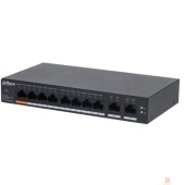 Коммутаторы DAHUA DH-CS4010-8ET-60 8-портовый PoE коммутатор с функцией облачного управления L2, 8xRJ45 100Mb PoE, 2xRJ45 1Gb (uplink), суммарно 60Вт, коммутация 4.8 Гб, MAC-таблица 8К, металл