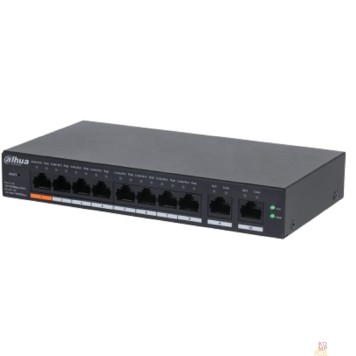 Коммутаторы DAHUA DH-CS4010-8ET-60 8-портовый PoE коммутатор с функцией облачного управления L2, 8xRJ45 100Mb PoE, 2xRJ45 1Gb (uplink), суммарно 60Вт, коммутация 4.8 Гб, MAC-таблица 8К, металл