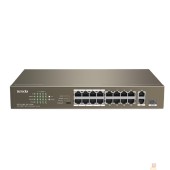 Сетевое оборудование TENDA TEF1118P-16-150W Коммутатор в стойку 16-Ports 10/100 Base-TX + 2-Ports 10/100/1000 Base-T + 1-Port 1000 Base-X SFP 16-Ports PoE(PoE бюджет 130W)