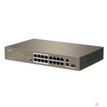 Сетевое оборудование TENDA TEF1118P-16-150W Коммутатор в стойку 16-Ports 10/100 Base-TX + 2-Ports 10/100/1000 Base-T + 1-Port 1000 Base-X SFP 16-Ports PoE(PoE бюджет 130W)-1