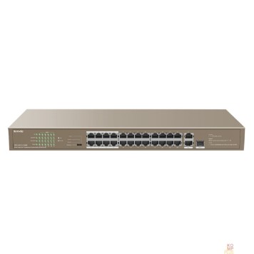 Сетевое оборудование TENDA TEF1126P-24-250W Коммутатор в стойку 24-Ports 10/100 Base-TX + 2-Ports 10/100/1000 Base-T + 1-Port 1000 Base-X SFP 24-Ports PoE(PoE бюджет 230W)