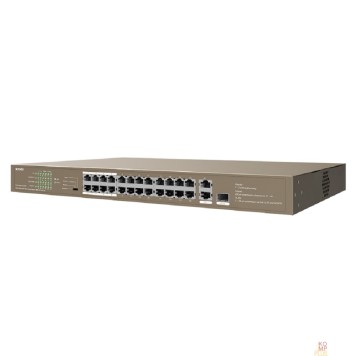 Сетевое оборудование TENDA TEF1126P-24-250W Коммутатор в стойку 24-Ports 10/100 Base-TX + 2-Ports 10/100/1000 Base-T + 1-Port 1000 Base-X SFP 24-Ports PoE(PoE бюджет 230W)-1